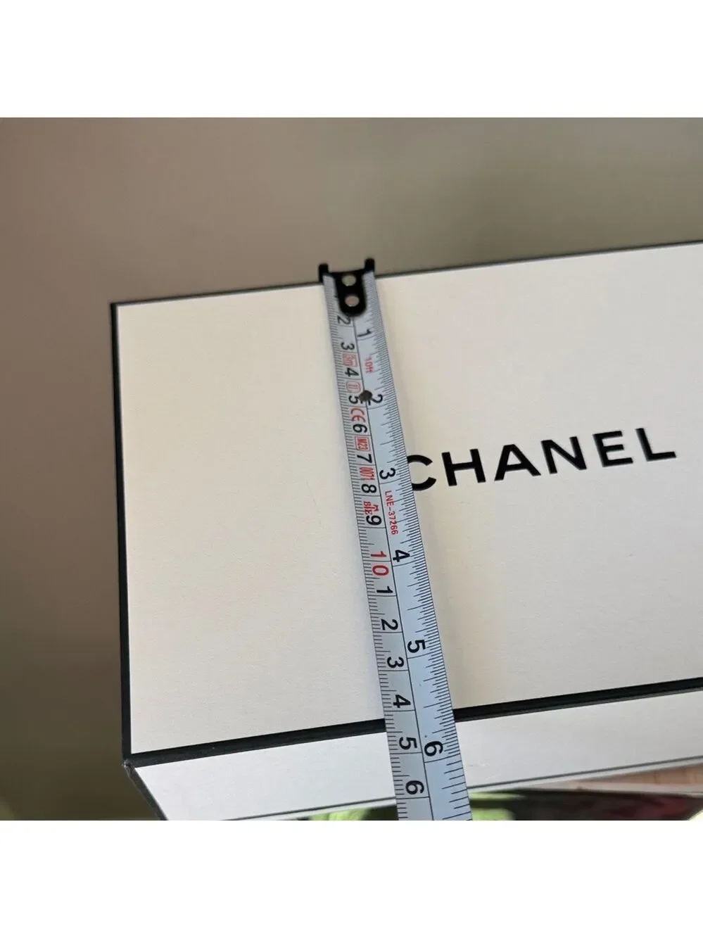 Authentic CHANEL White with Black Trim Logo Gift Box